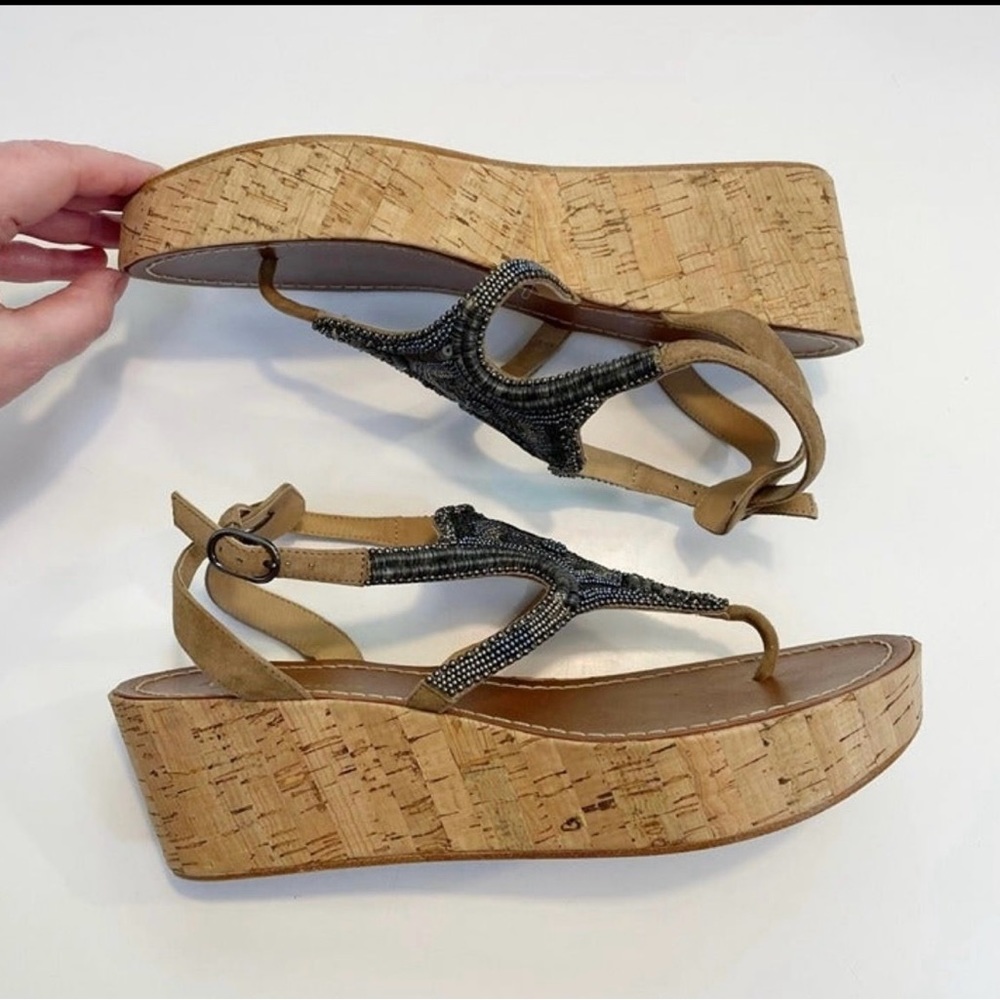 Anthropologie Jacey Beaded Wedge Sandal, Size 9 - Picture 4 of 7